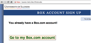 Box account conflict page