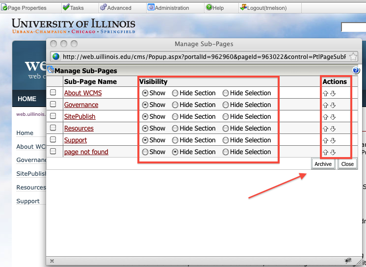 Managing Sub-pages
