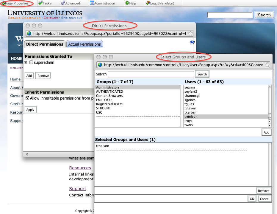 Page Permissions