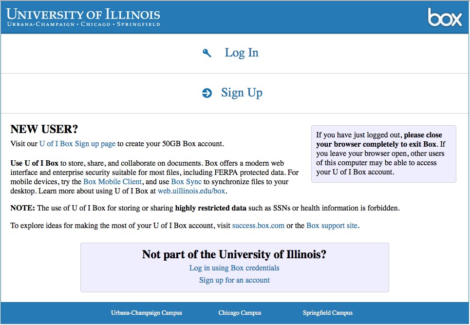 U of I Box welcome screen